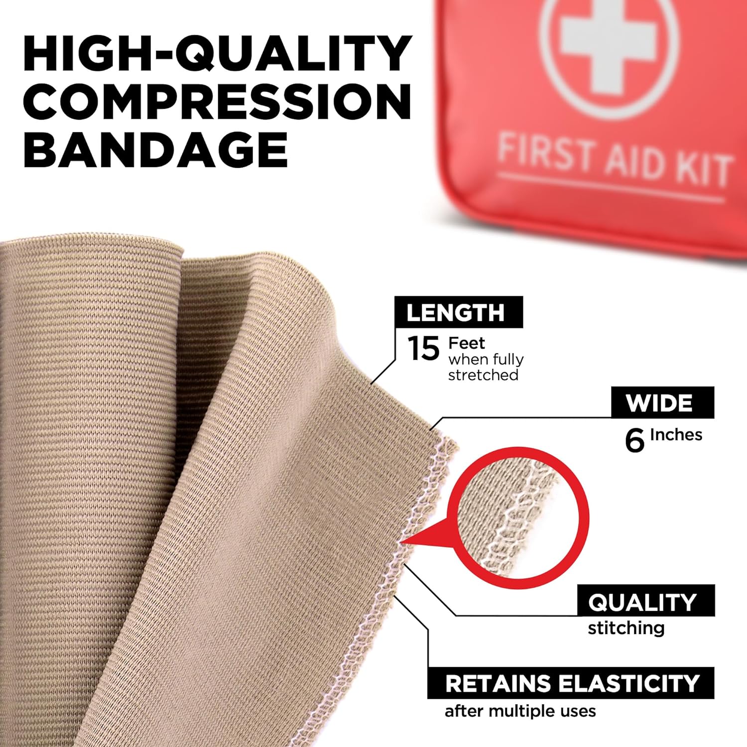 Premium Elastic Bandage Wrap – 2pk + 18 Extra Clips – 6 in x 15ft – Wide  Compression Bandage Wrap - Waist, Thigh, Knee, Lymphedema, Body Wrap