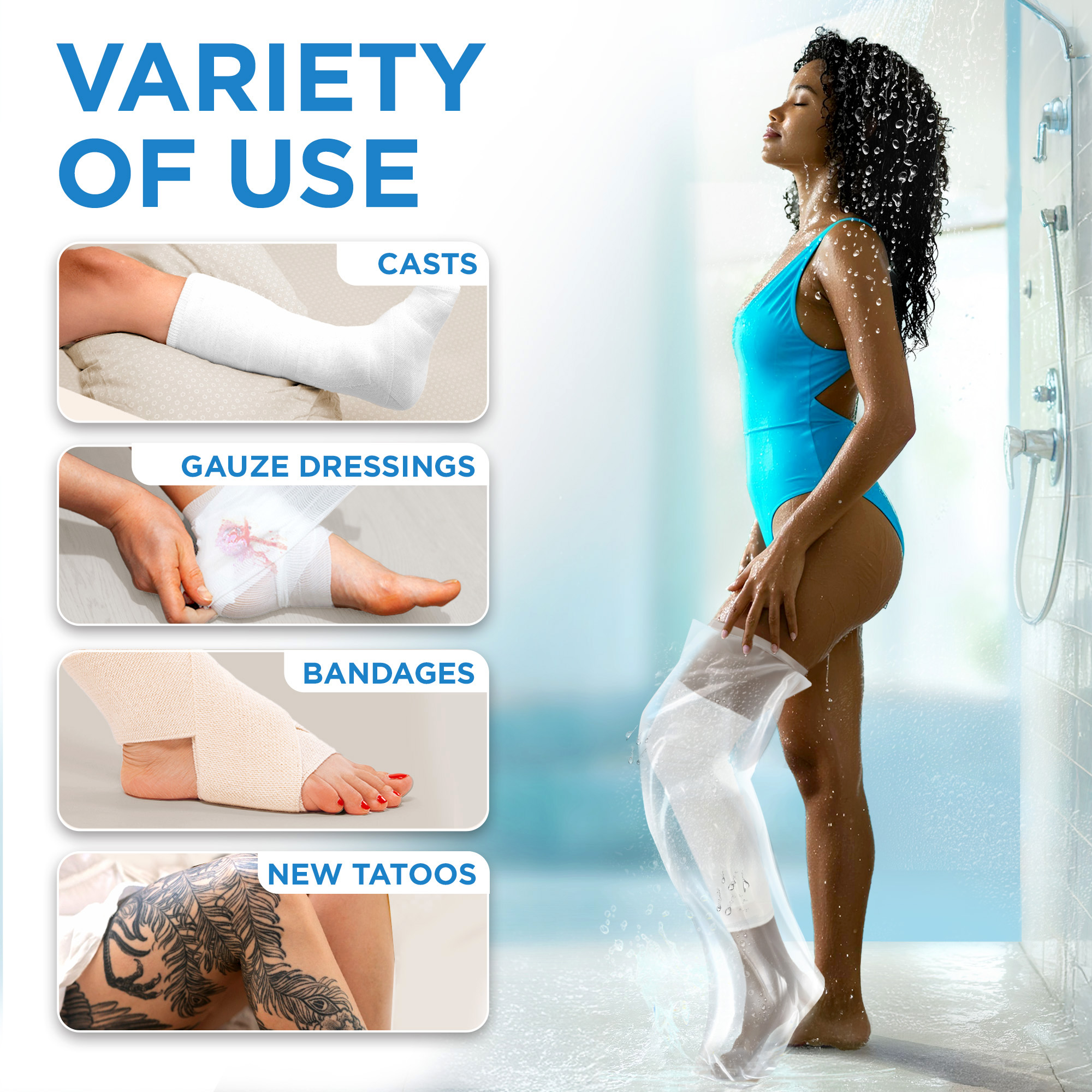 100% Waterproof Reusable Adult Cast Covers for Shower