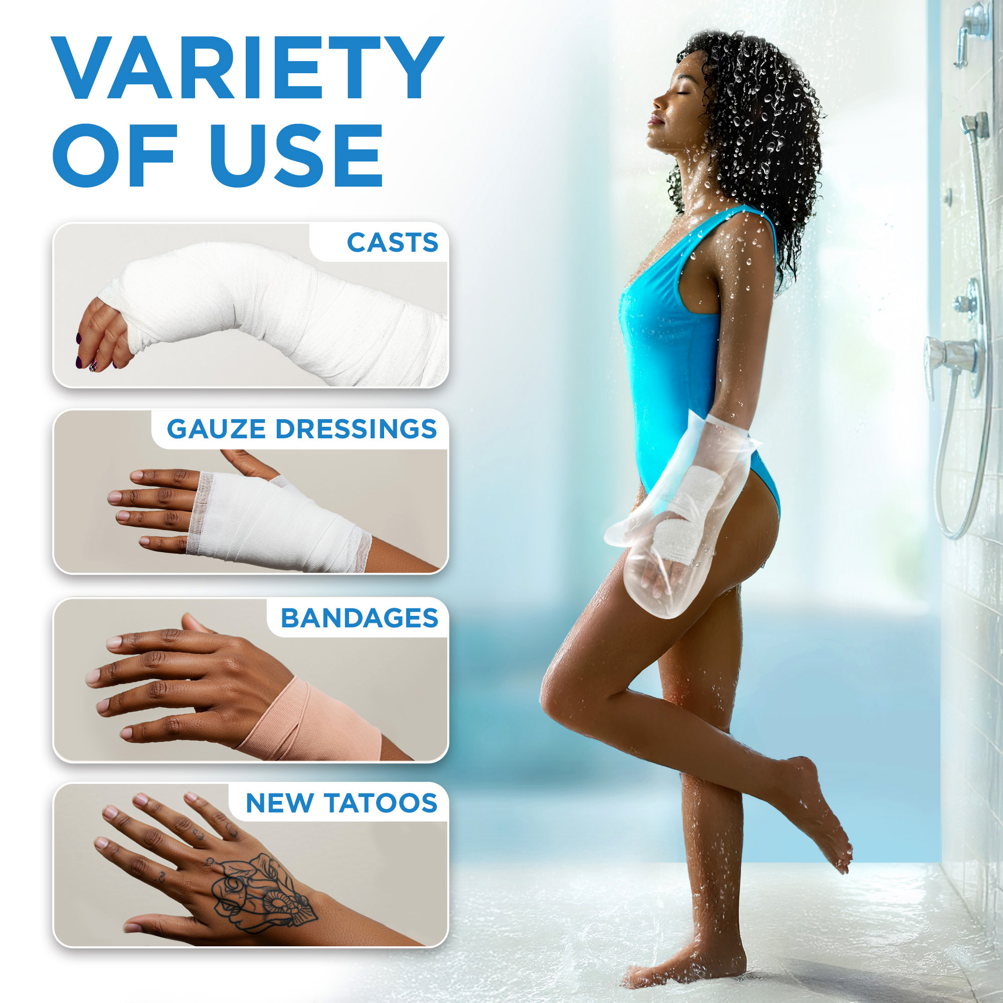 100% Waterproof Reusable Adult Cast Covers for Shower