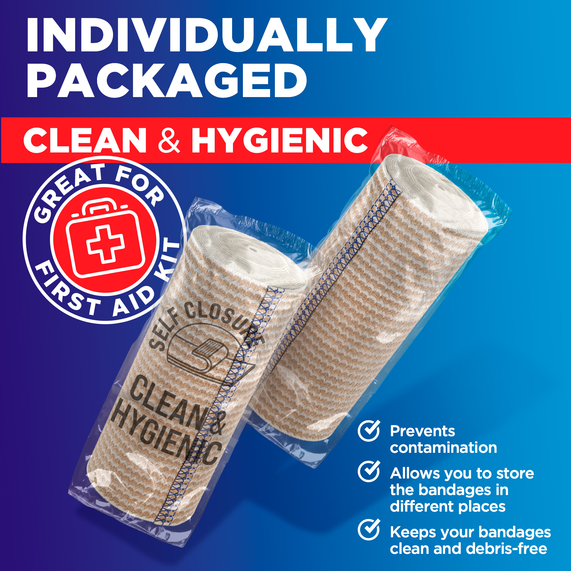 Self-Closing elastic bandage wrap