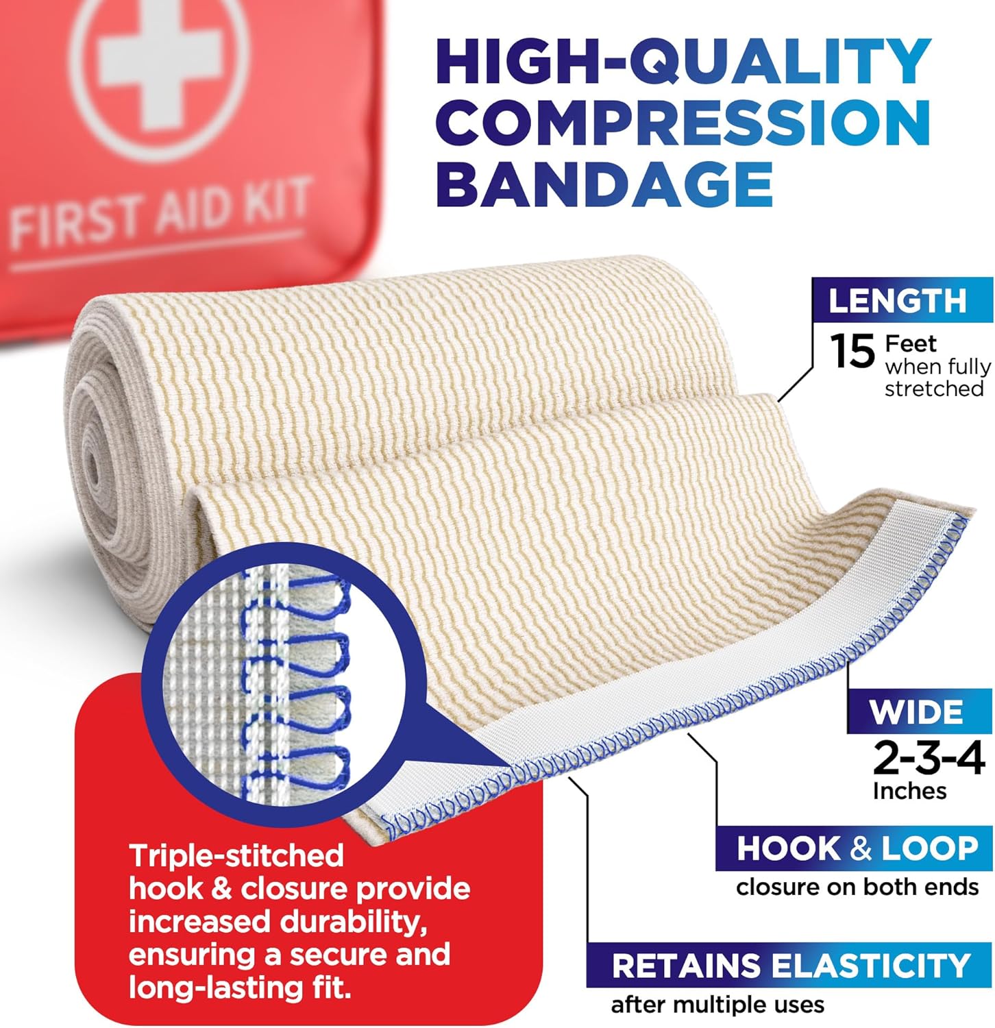  Premium Elastic Bandage Wrap - 2Pack + 4 Extra Clips